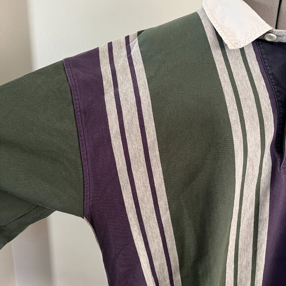 VTG Tommy Hilfiger Sz L Vertical Stripe Varsity Sports Rugby Shirt - Picture 7 of 14